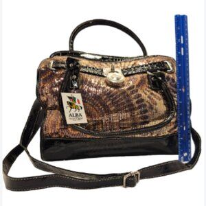 Large ALBA Quality & Design Shoulder Bag 3 Zipper Compartments